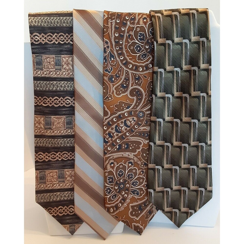 Lot of 4 Designer Silk Neck Ties (Calvin Klein, Stafford, Bill Blass)